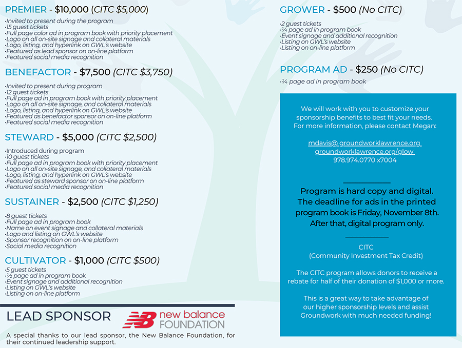 Glow Gala sponsorship brochure