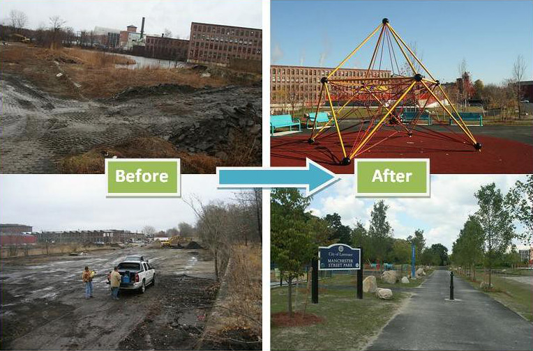 Manchester Street Park construction before & after