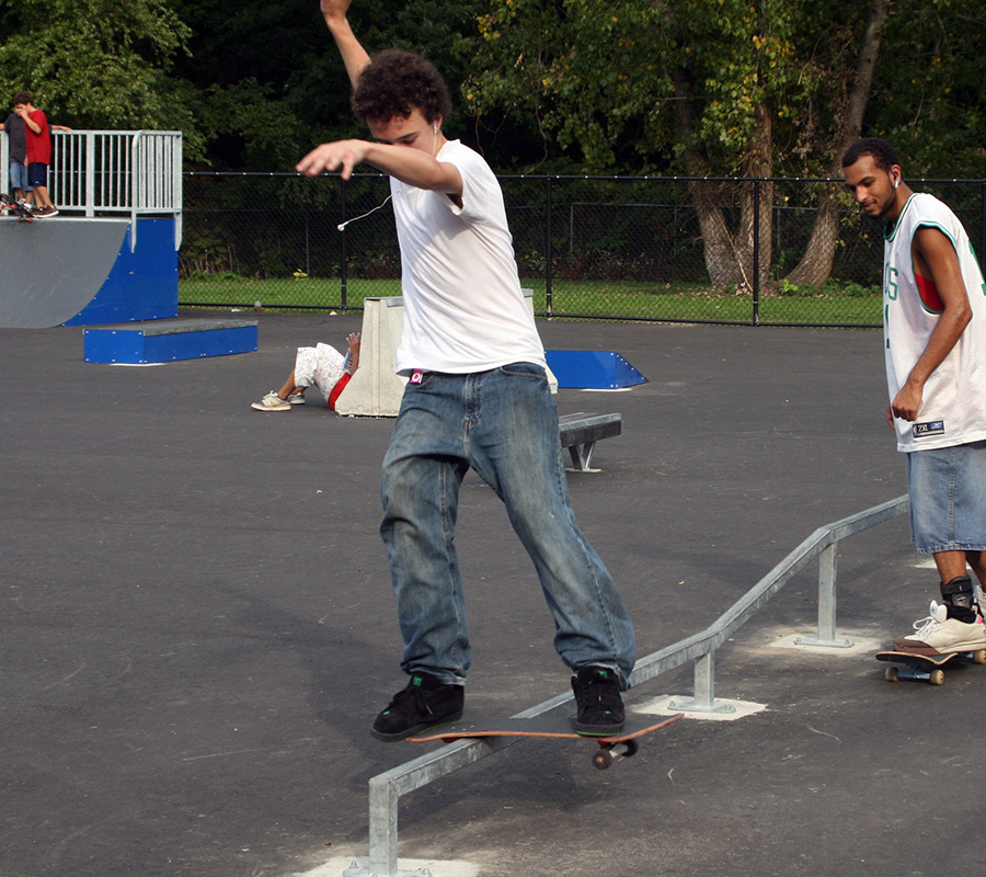 Skateboarding at Misserville Skate Park, Lawrence, MA