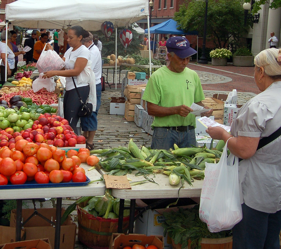 shopping at Farmer's Market Lawrence MA