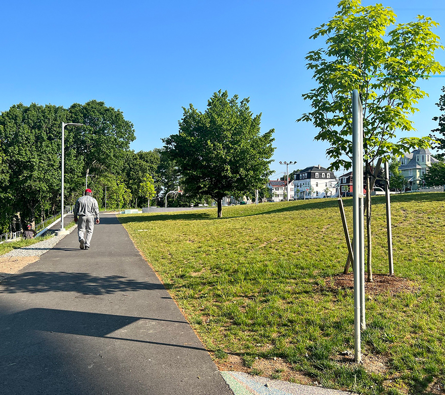 Walking in park Lawrence, MA